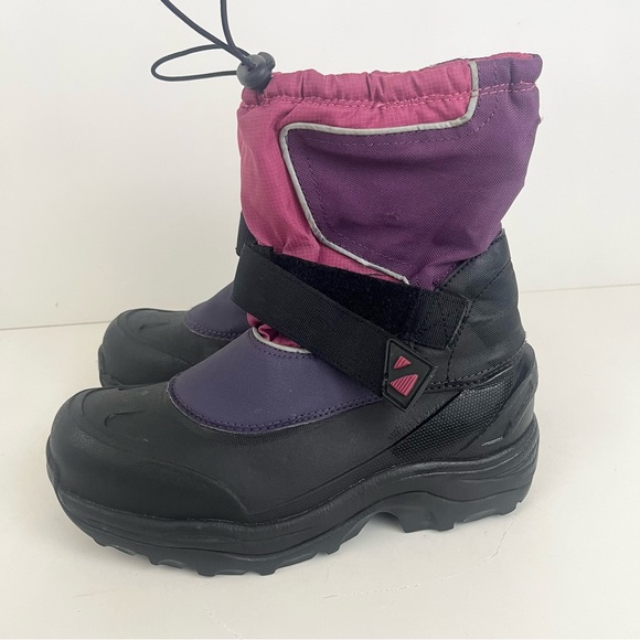 Lands’ End Pink Purple Black Adjustable Strap Snow Boots Women’s Size 8 - Picture 5 of 14